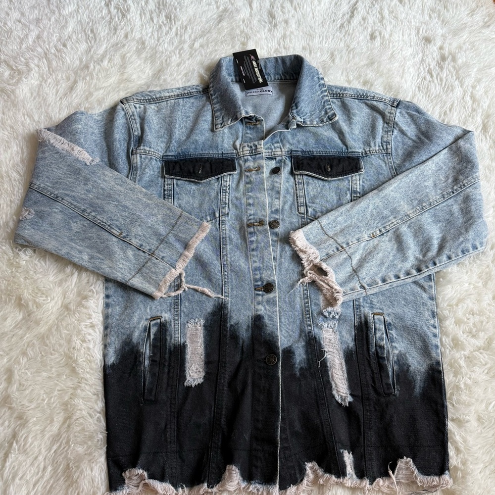 Wren & Glory Blue and Black Lightweight Shirt Jacket
